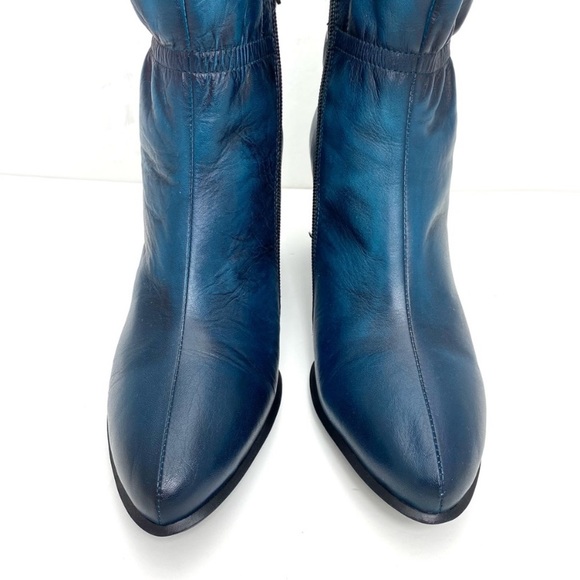 L’Artiste Modeste Leather Ankle Block Heel Boot in Blue Size 9.5/ 41 - Picture 3 of 13